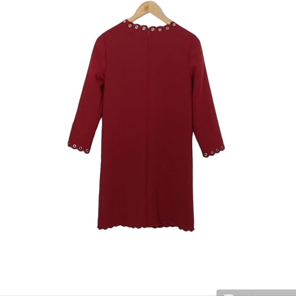 KATE SPADE Red Scalloped Grommet Trim Shift Dress Women's Size 2 - Picture 10 of 16